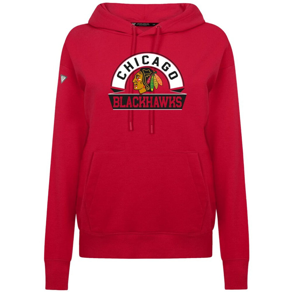 Chicago Blackhawks Levelwear Women's Adorn Banner Arch Pullover Hoodie - Red | US 203146181