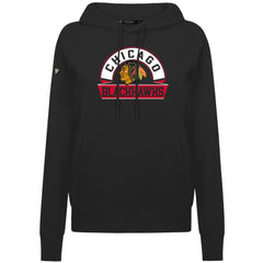Chicago Blackhawks Levelwear Women's Adorn Banner Arch Pullover Hoodie - Black | US 203146183