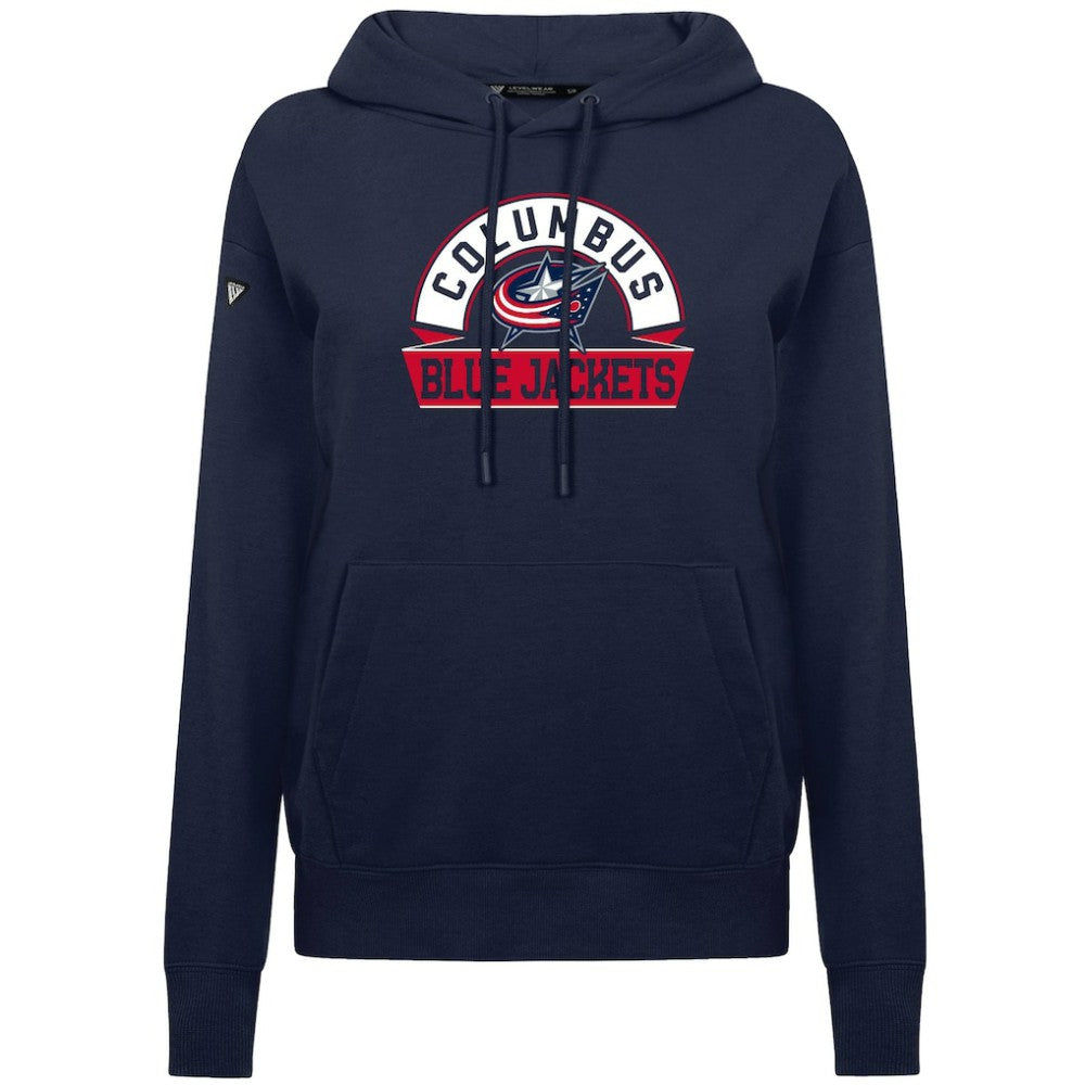 Columbus Blue Jackets Levelwear Women's Adorn Banner Arch Pullover Hoodie - Navy | US 203146184