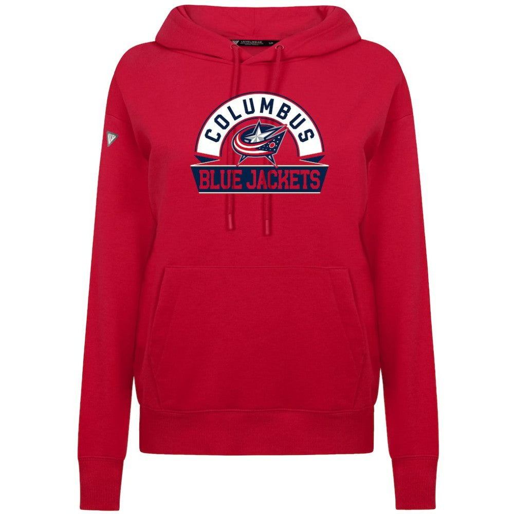 Columbus Blue Jackets Levelwear Women's Adorn Banner Arch Pullover Hoodie - Red | US 203146185