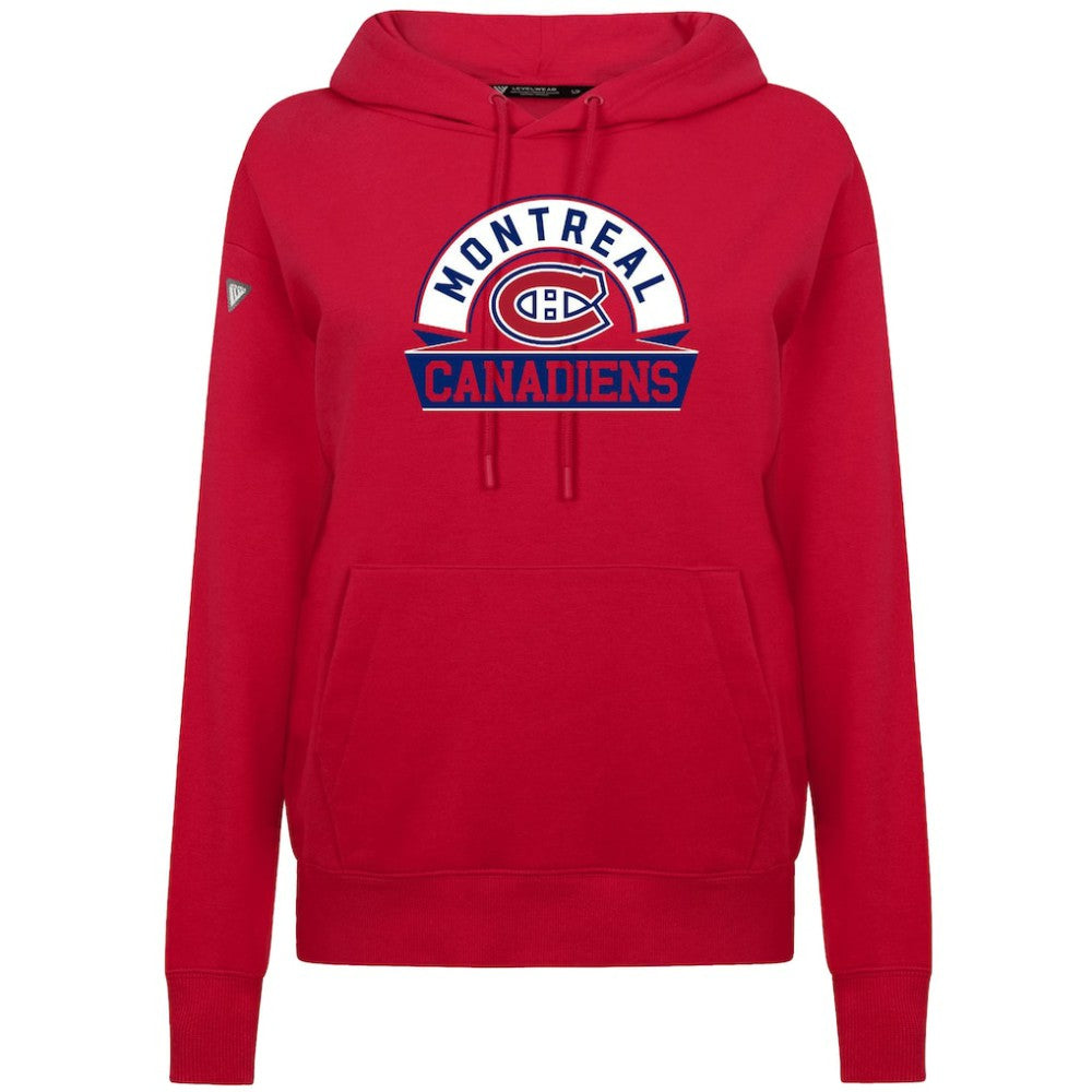 Montreal Canadiens Levelwear Women's Adorn Banner Arch Pullover Hoodie - Red | US 203146186