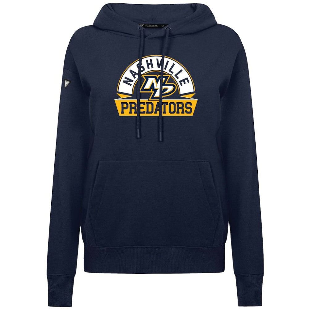Nashville Predators Levelwear Women's Adorn Banner Arch Pullover Hoodie - Navy | US 203146187