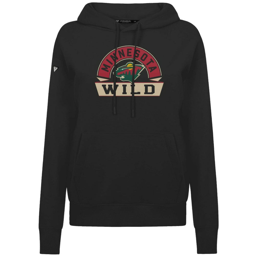 Minnesota Wild Levelwear Women's Adorn Banner Arch Pullover Hoodie - Black | US 203146190