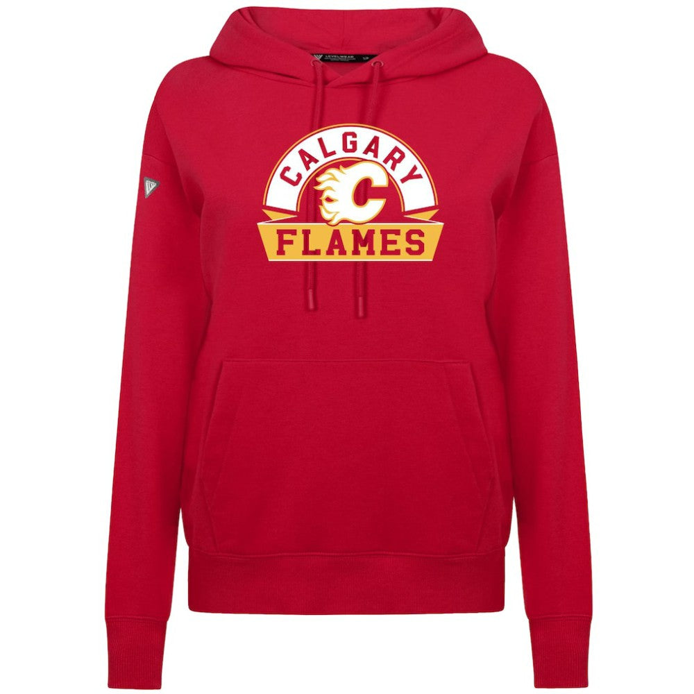 Calgary Flames Levelwear Women's Adorn Banner Arch Pullover Hoodie - Red | US 203146198
