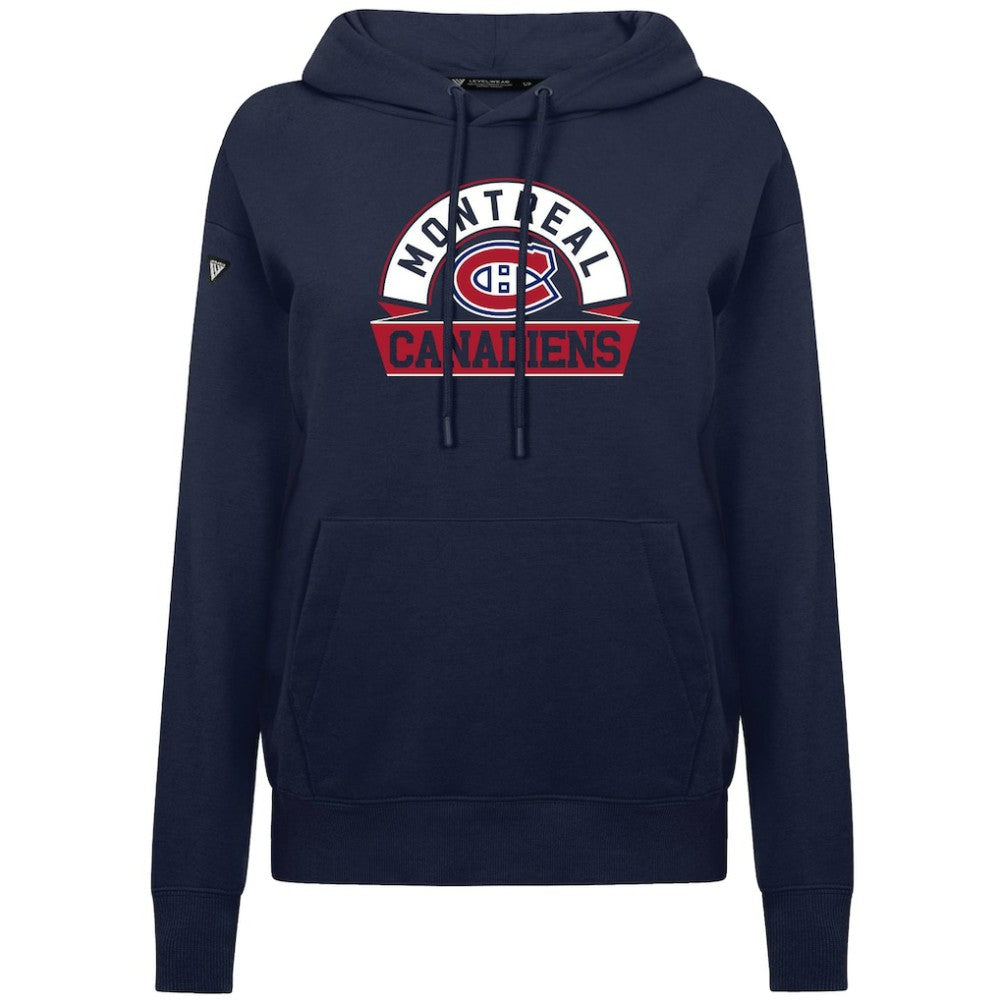 Montreal Canadiens Levelwear Women's Adorn Banner Arch Pullover Hoodie - Navy | US 203146199