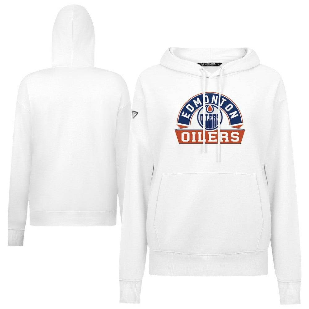 Edmonton Oilers Levelwear Women's Adorn Banner Arch Pullover Hoodie - White | US 203146201