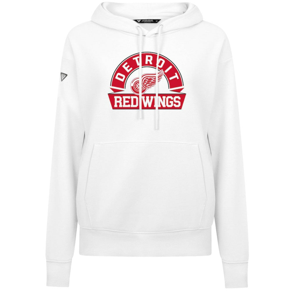 Detroit Red Wings Levelwear Women's Adorn Banner Arch Pullover Hoodie - White | US 203146205