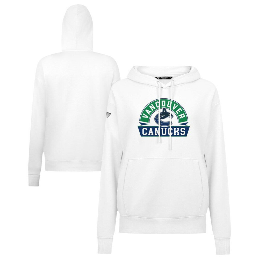 Vancouver Canucks Levelwear Women's Adorn Banner Arch Pullover Hoodie - White | US 203146210