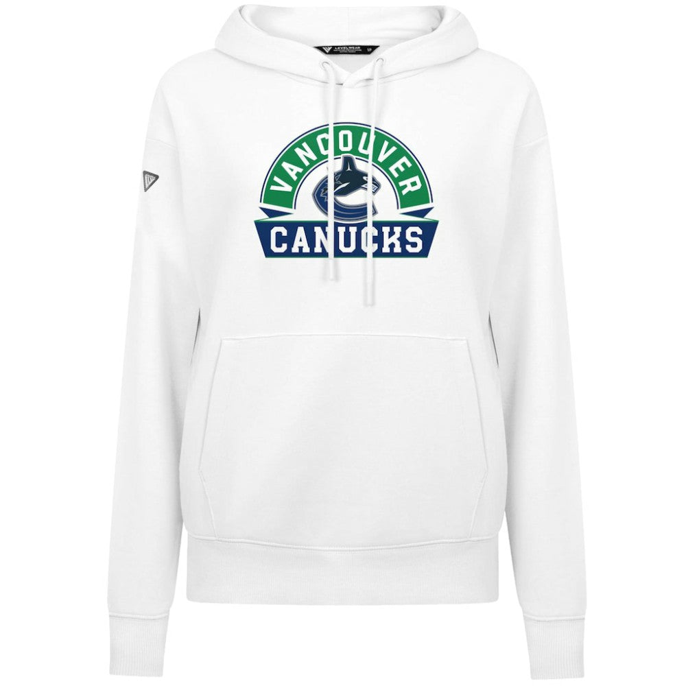 Vancouver Canucks Levelwear Women's Adorn Banner Arch Pullover Hoodie - White | US 203146210