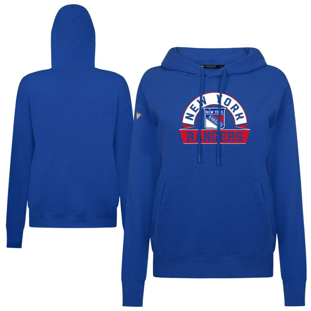 New York Rangers Levelwear Women's Adorn Banner Arch Pullover Hoodie - Royal | US 203146212
