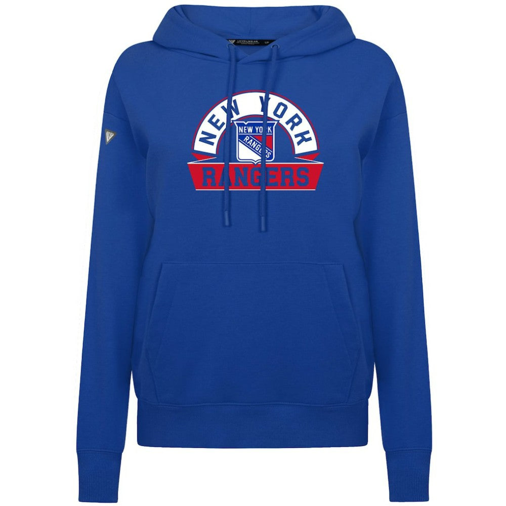 New York Rangers Levelwear Women's Adorn Banner Arch Pullover Hoodie - Royal | US 203146212