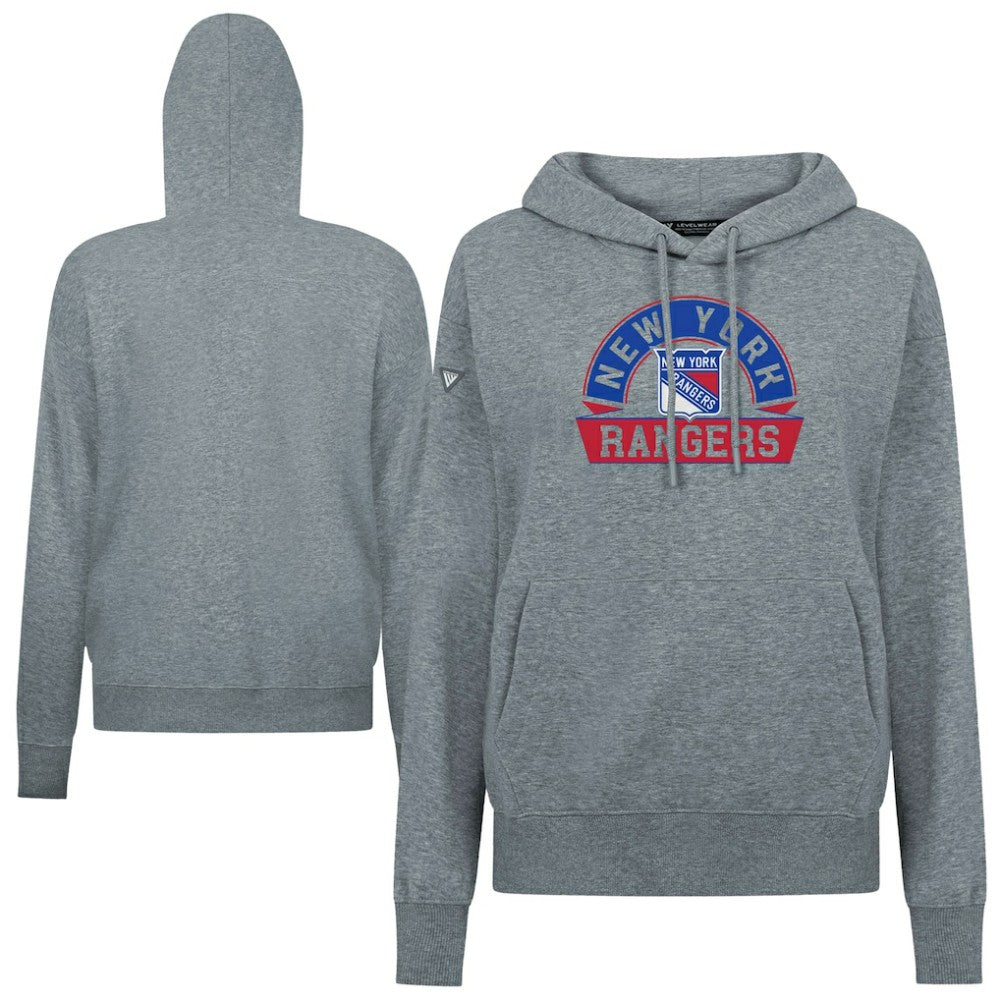 New York Rangers Levelwear Women's Adorn Banner Arch Pullover Hoodie - Gray | US 203146214