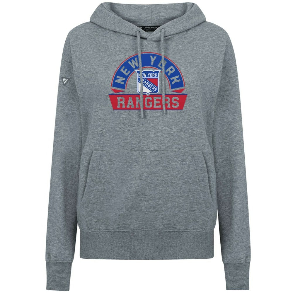 New York Rangers Levelwear Women's Adorn Banner Arch Pullover Hoodie - Gray | US 203146214