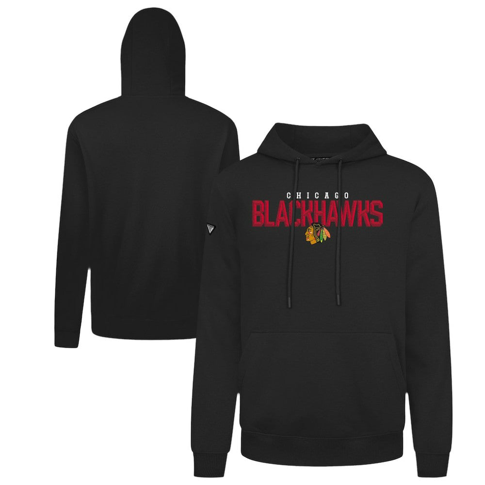 Chicago Blackhawks Levelwear Podium Carve Pullover Hoodie - Black | US 203146429