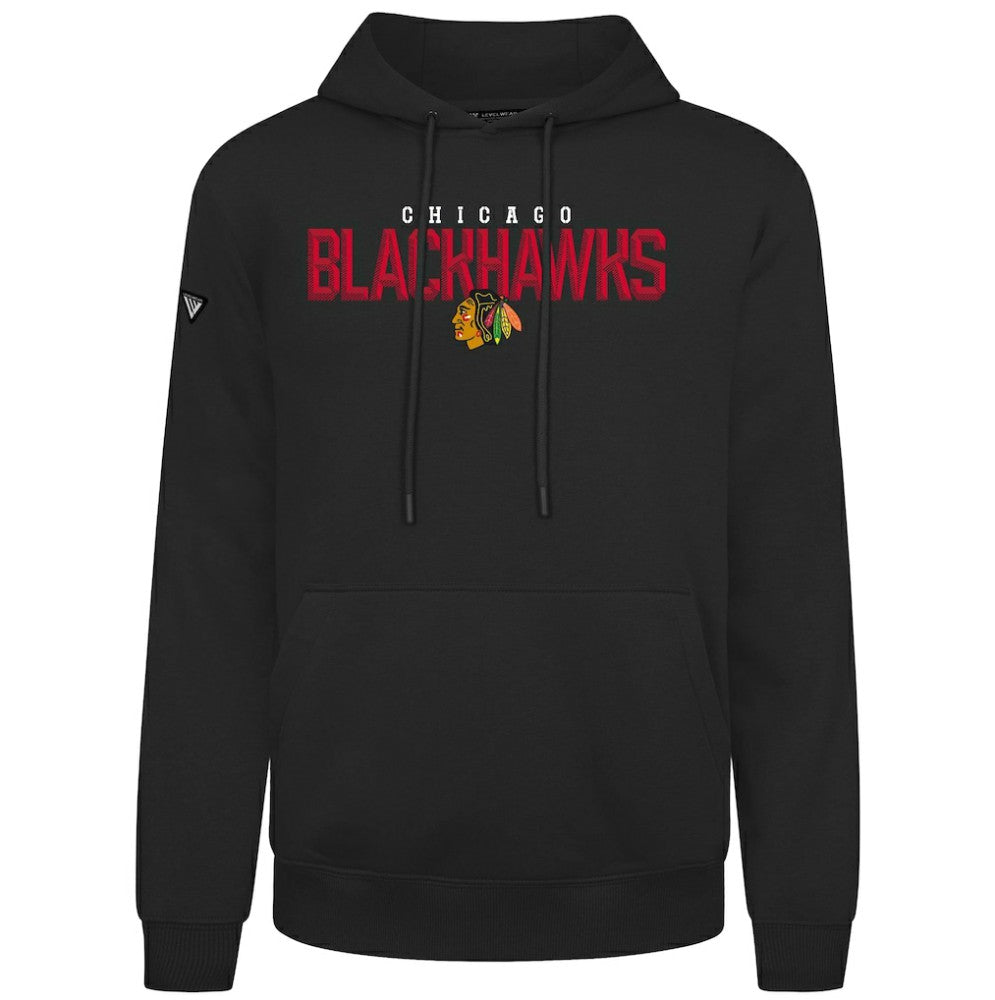 Chicago Blackhawks Levelwear Podium Carve Pullover Hoodie - Black | US 203146429