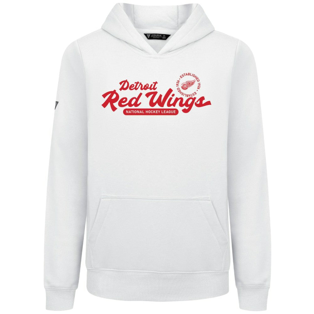 Detroit Red Wings Levelwear Youth Podium Monument Pullover Hoodie - White | US 203146451