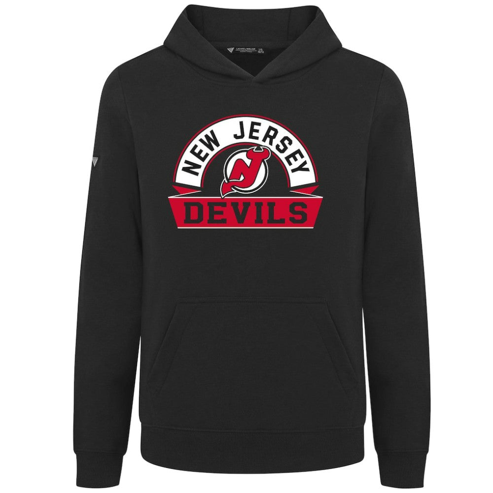 New Jersey Devils Levelwear Youth Podium Banner Arch Pullover Hoodie - Black | US 203146468