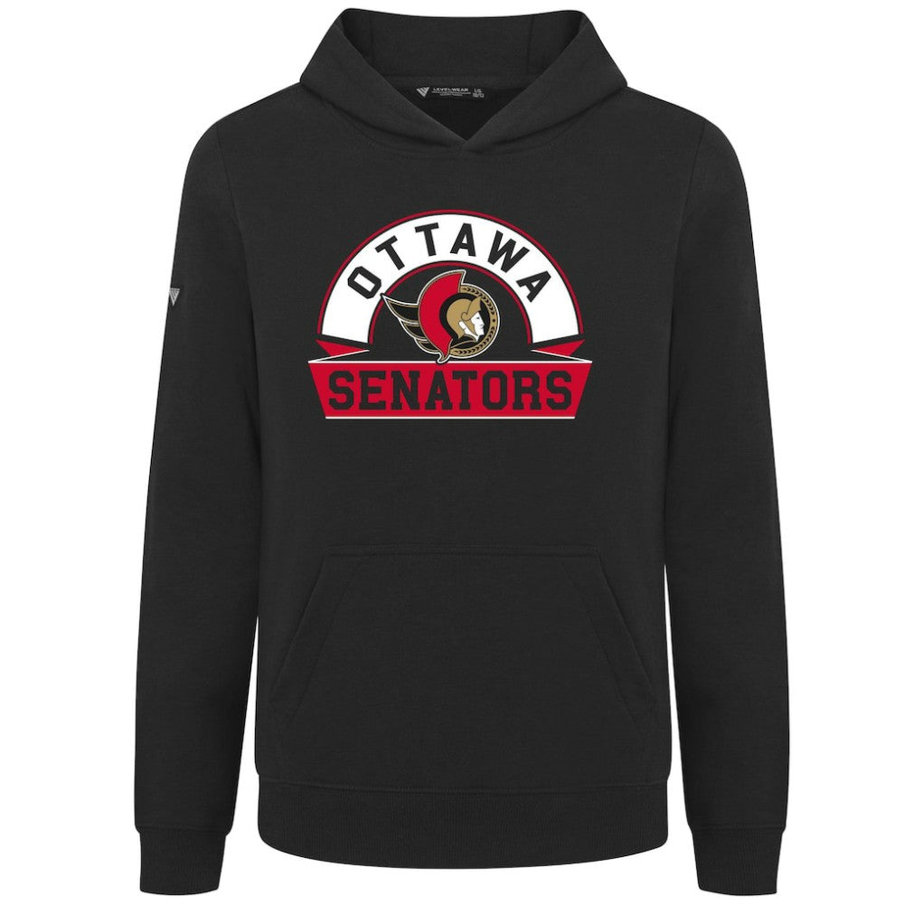 Ottawa Senators Levelwear Youth Podium Banner Arch Pullover Hoodie - Black | US 203146469