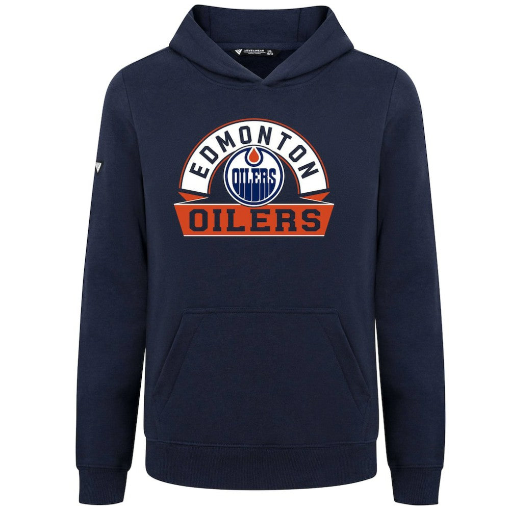 Edmonton Oilers Levelwear Youth Podium Banner Arch Pullover Hoodie - Navy | US 203146474