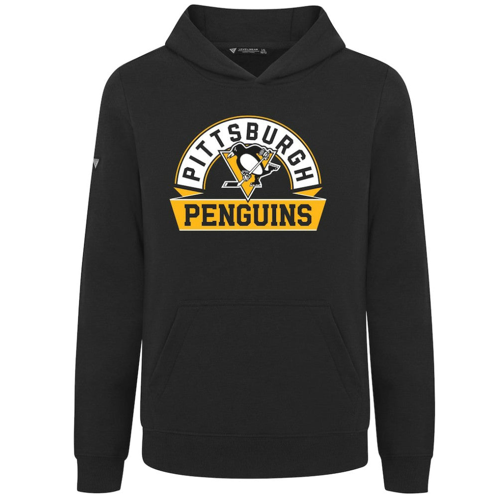 Pittsburgh Penguins Levelwear Youth Podium Banner Arch Pullover Hoodie - Black | US 203146479