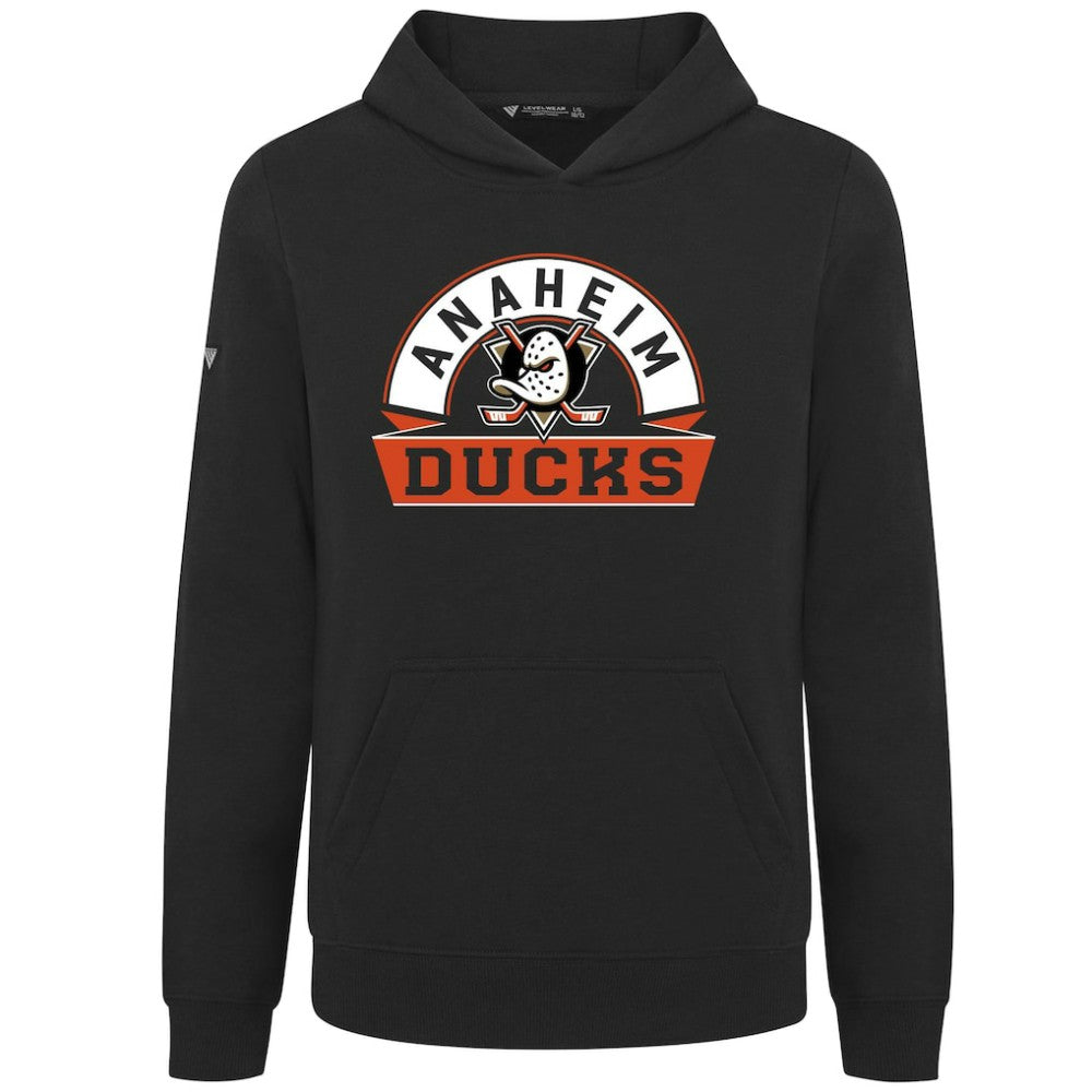 Anaheim Ducks Levelwear Youth Podium Banner Arch Pullover Hoodie - Black | US 203146480