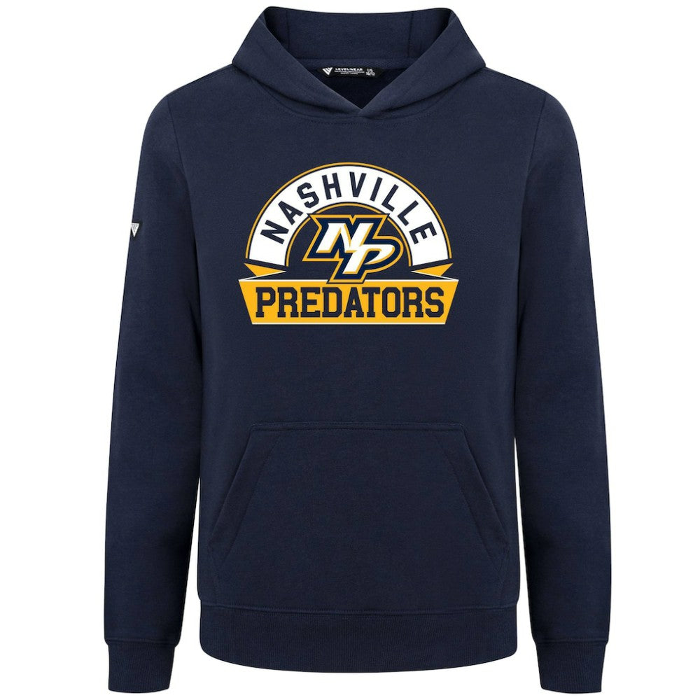 Nashville Predators Levelwear Youth Podium Banner Arch Pullover Hoodie - Navy | US 203146482