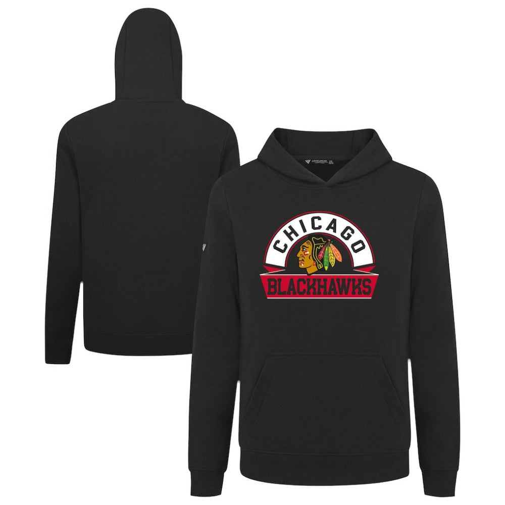 Chicago Blackhawks Levelwear Youth Podium Banner Arch Pullover Hoodie - Black | US 203146484