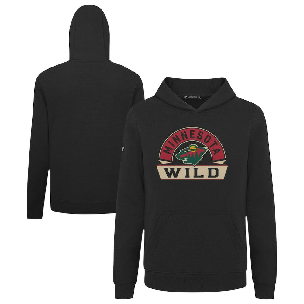 Minnesota Wild Levelwear Youth Podium Banner Arch Pullover Hoodie - Black | US 203146486