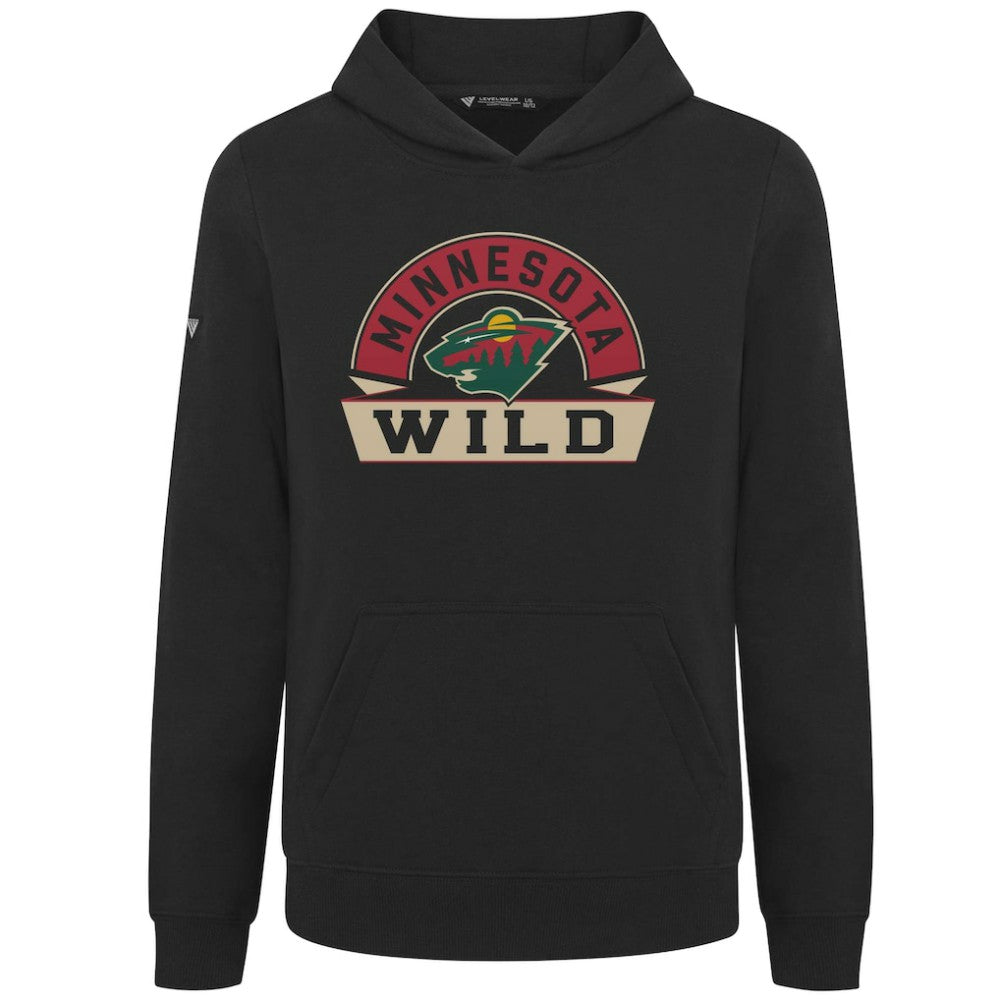 Minnesota Wild Levelwear Youth Podium Banner Arch Pullover Hoodie - Black | US 203146486