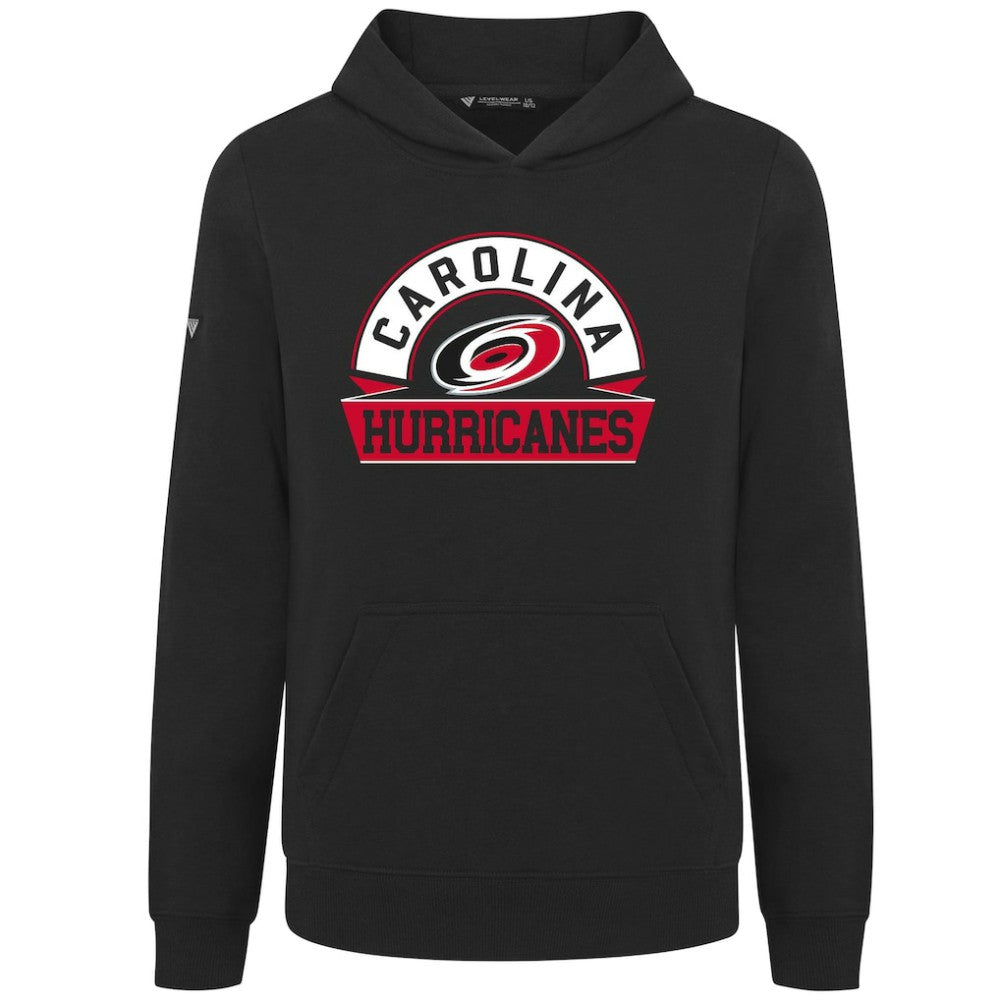 Carolina Hurricanes Levelwear Youth Podium Banner Arch Pullover Hoodie - Black | US 203146492