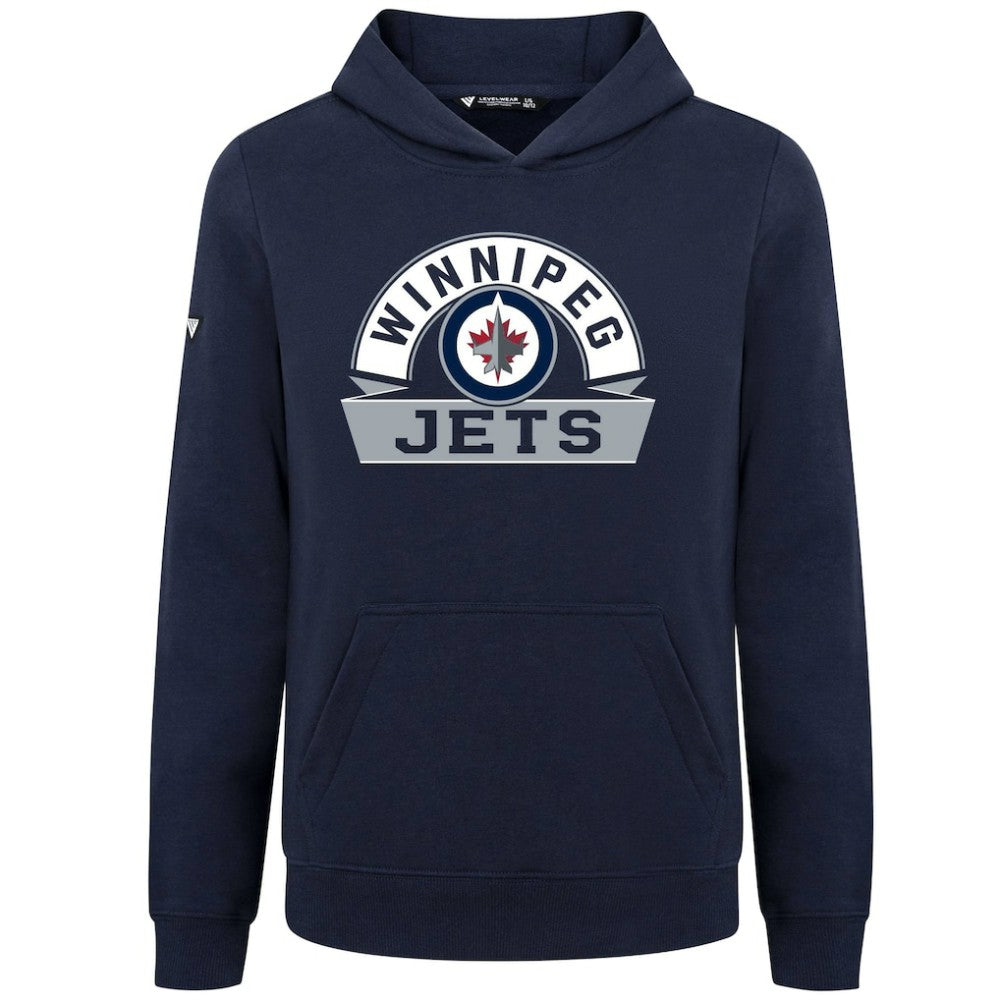 Winnipeg Jets Levelwear Youth Podium Banner Arch Pullover Hoodie - Navy | US 203146493