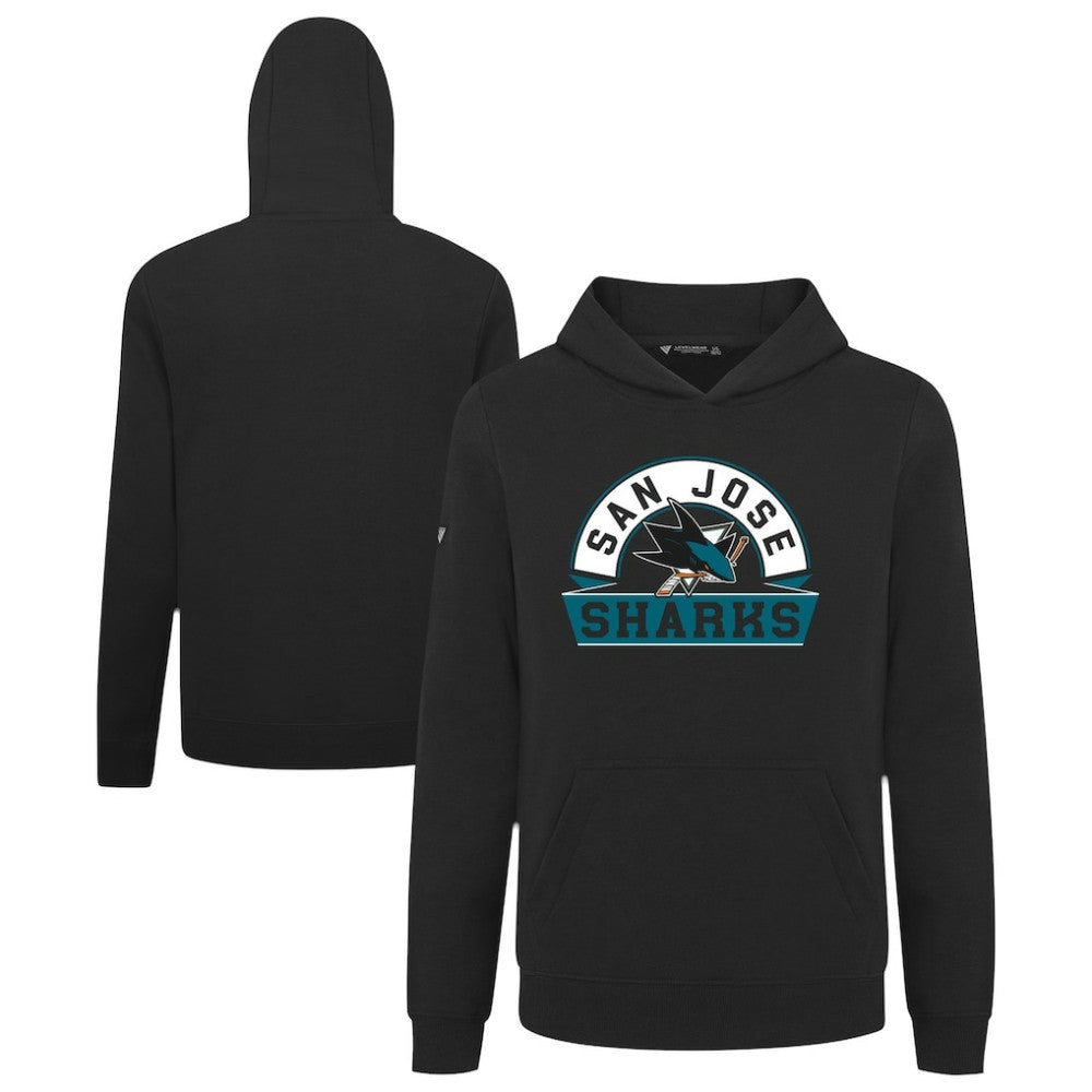 San Jose Sharks Levelwear Youth Podium Banner Arch Pullover Hoodie - Black | US 203146495