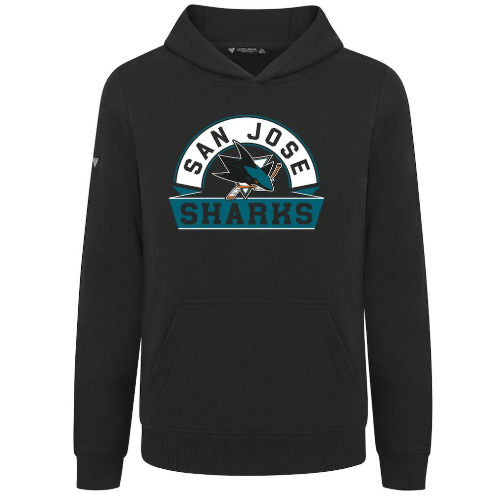San Jose Sharks Levelwear Youth Podium Banner Arch Pullover Hoodie - Black | US 203146495