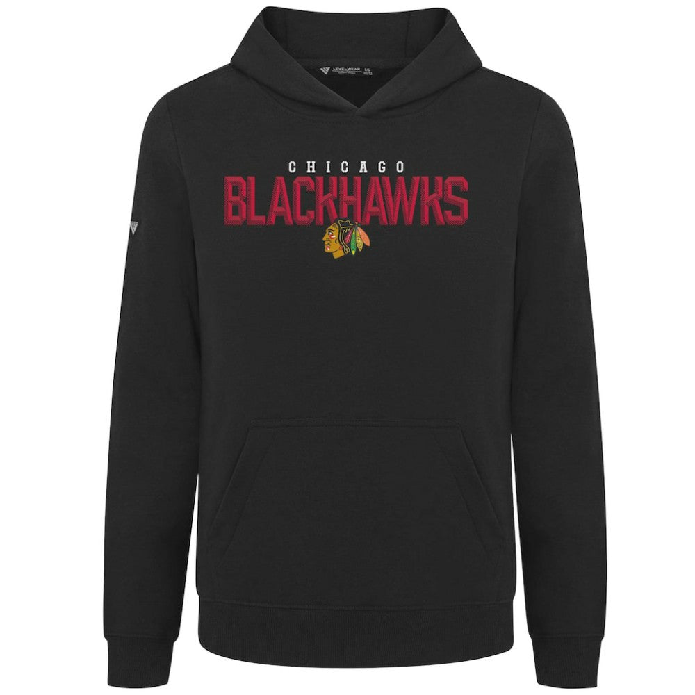 Chicago Blackhawks Levelwear Youth Podium Carve Pullover Hoodie - Black | US 203146500