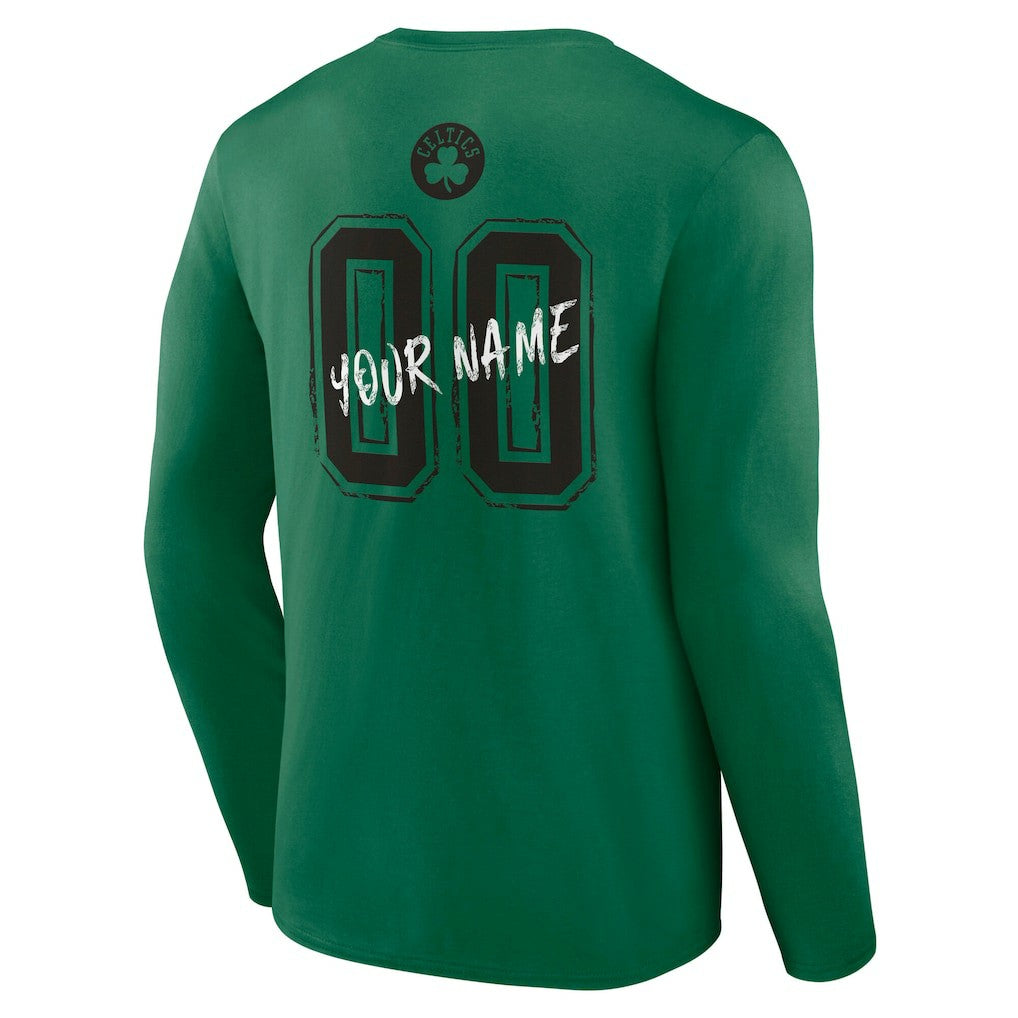 Boston Celtics Hustle Custom Long Sleeve T-Shirt Kelly Green
