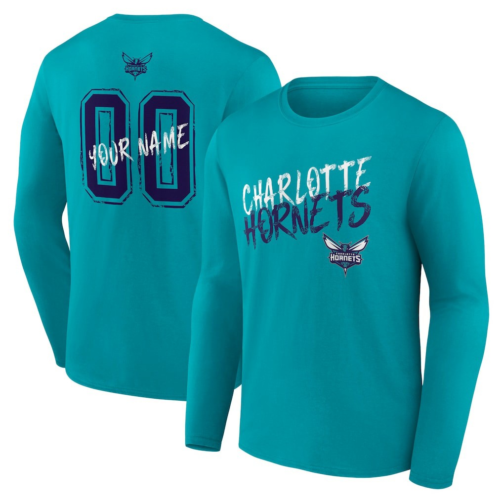 Charlotte Hornets Hustle Custom Long Sleeve T-Shirt Teal
