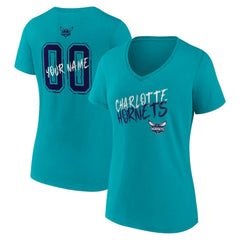 Charlotte Hornets Women's Hustle Custom V-Neck T-Shirt Teal outlet