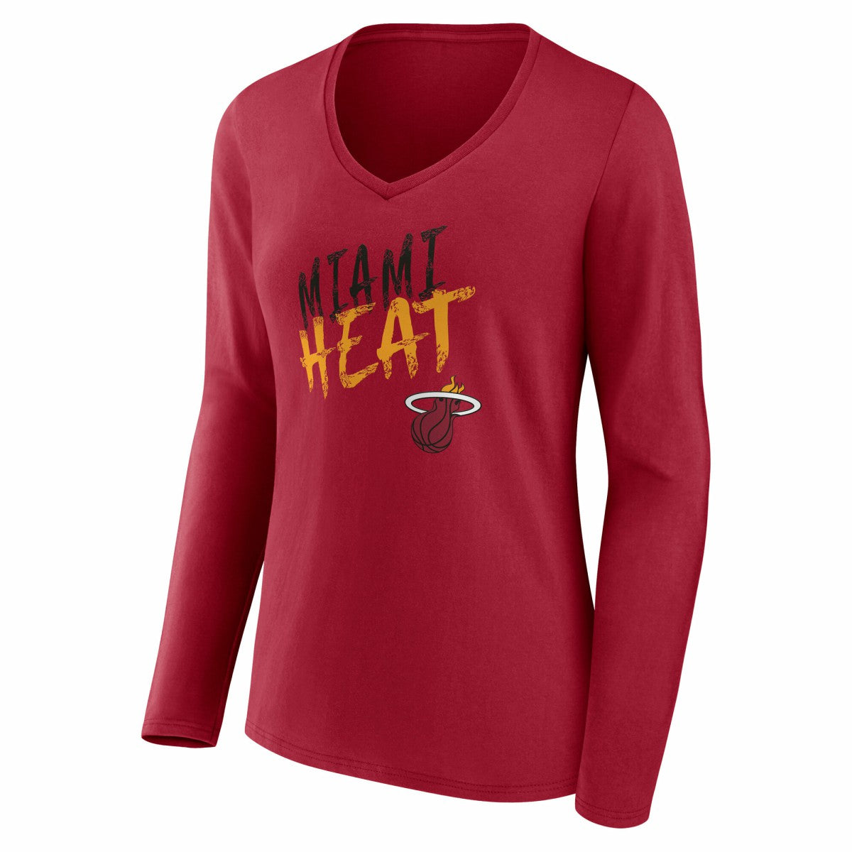 Miami Heat Women's Hustle Custom Long Sleeve V-Neck T-Shirt Red outlet