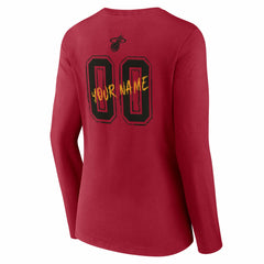 Miami Heat Women's Hustle Custom Long Sleeve V-Neck T-Shirt Red outlet