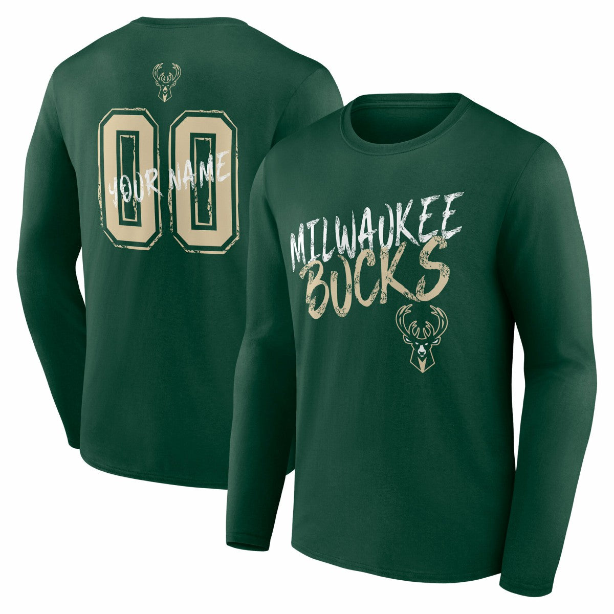 Milwaukee Bucks Hustle Custom Long Sleeve T-Shirt Hunter Green