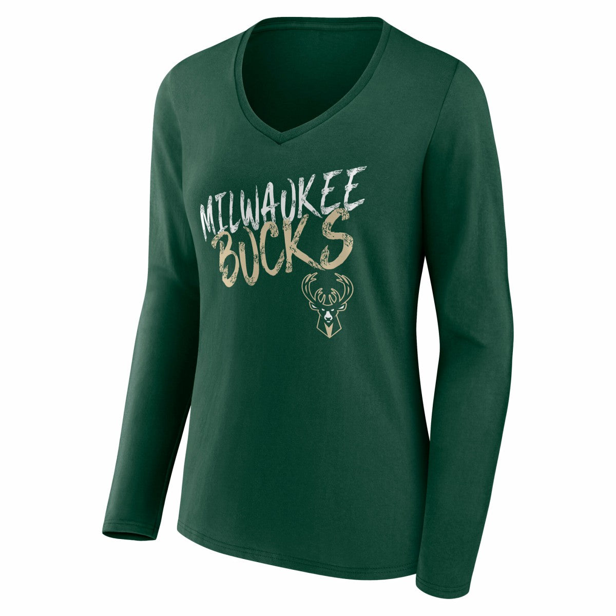 Milwaukee Bucks Women's Hustle Custom Long Sleeve V-Neck T-Shirt Hunter Green outlet