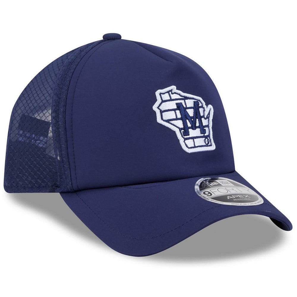Milwaukee Brewers New Era 2026 Batting Practice Alternate Apex 9FORTY Adjustable Hat - Navy Hats