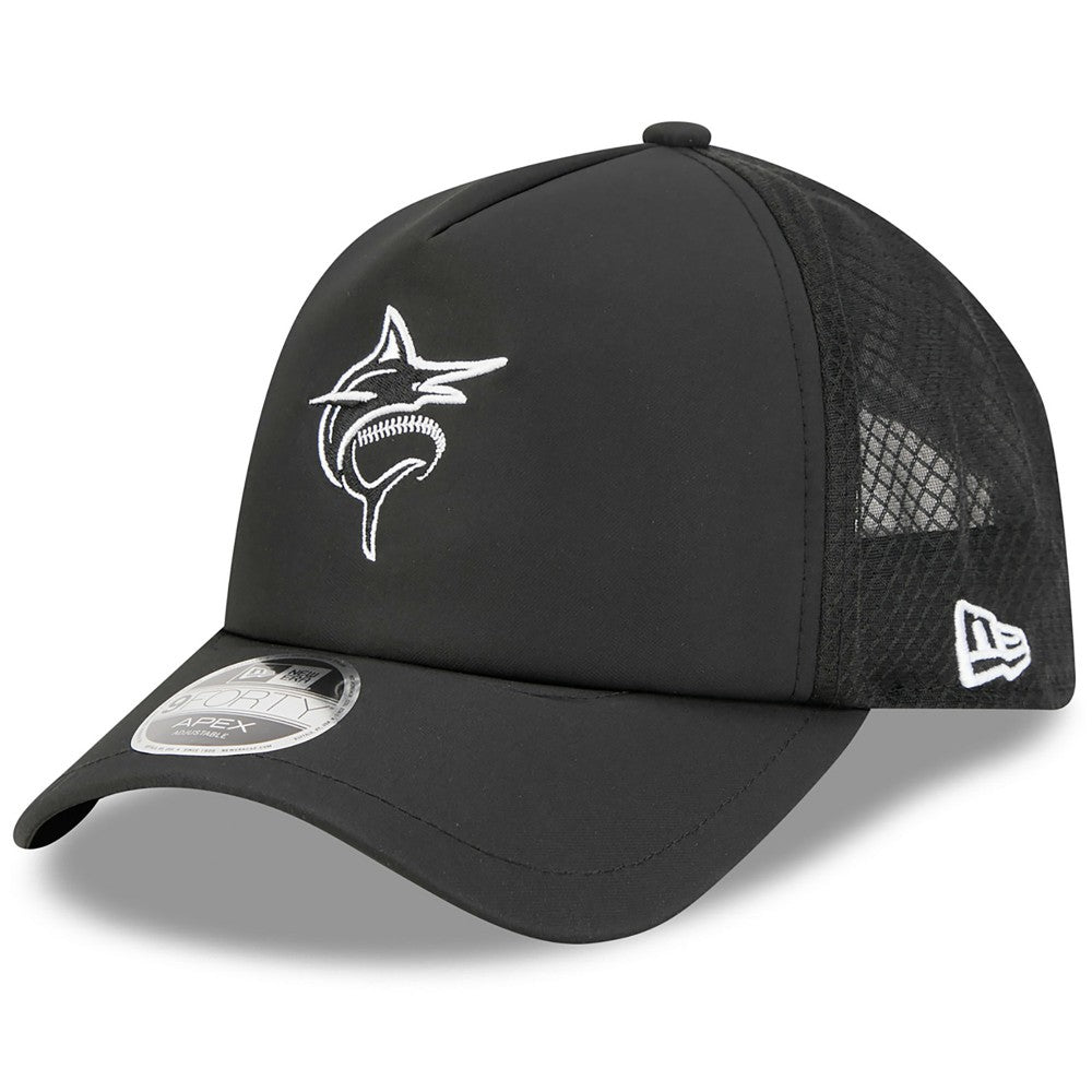 Miami Marlins New Era 2026 Batting Practice Alternate Apex 9FORTY Adjustable Hat - Black Hats