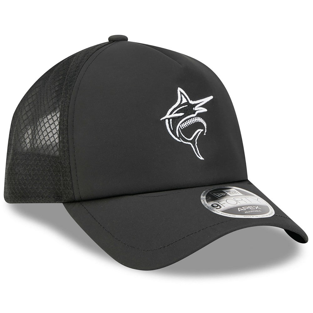 Miami Marlins New Era 2026 Batting Practice Alternate Apex 9FORTY Adjustable Hat - Black Hats