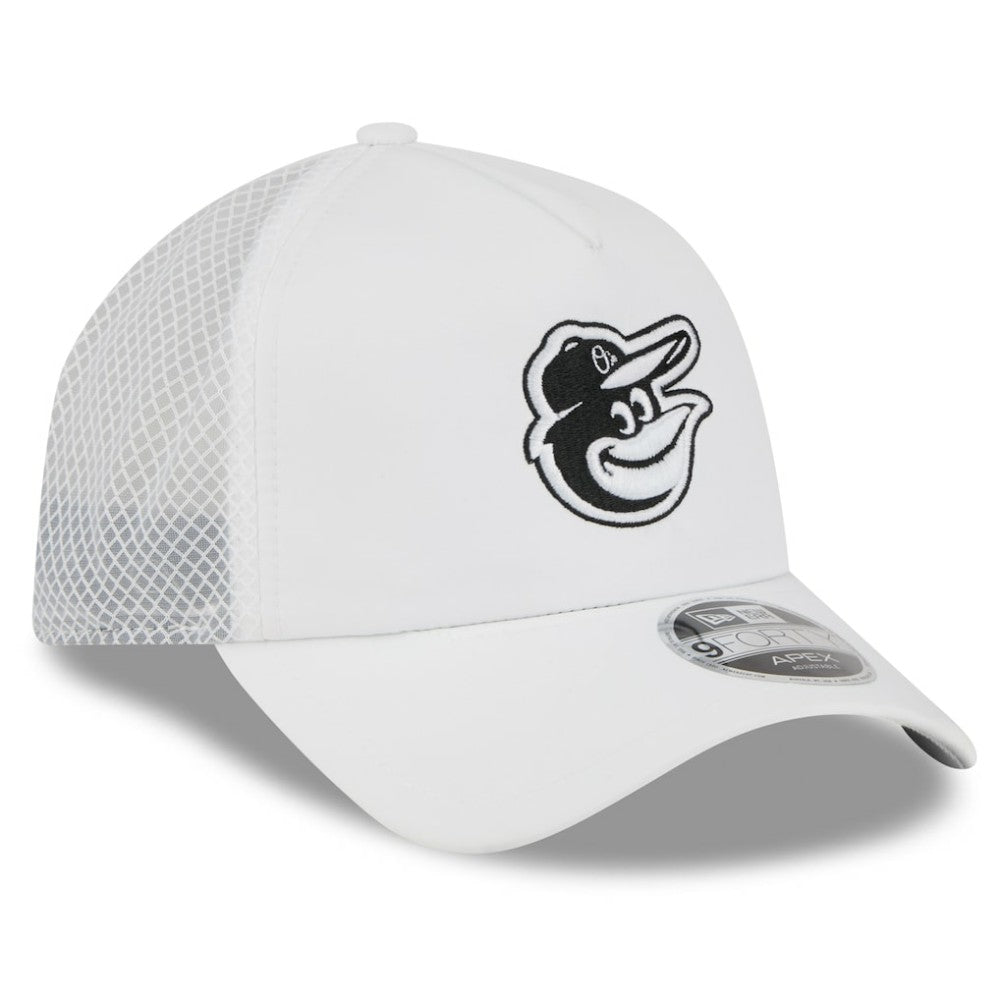 Baltimore Orioles New Era 2026 Batting Practice Apex 9FORTY Adjustable Trucker Hat - White Hats