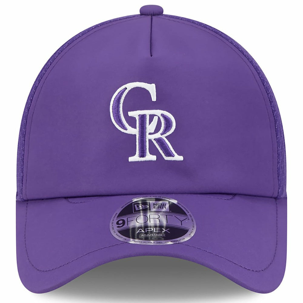 Colorado Rockies New Era 2026 Batting Practice Apex 9FORTY Adjustable Trucker Hat - Purple Hats