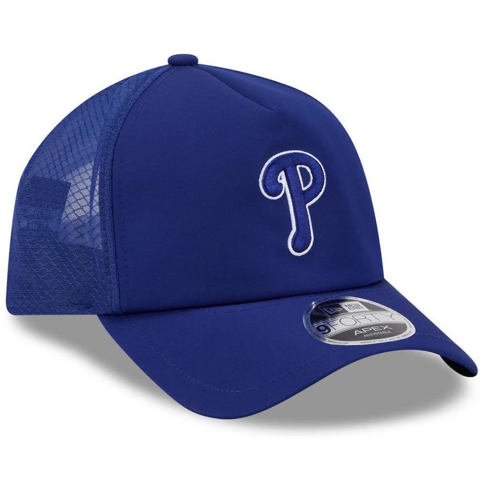 Philadelphia Phillies New Era 2026 Batting Practice Apex 9FORTY Adjustable Trucker Hat - Royal Hats