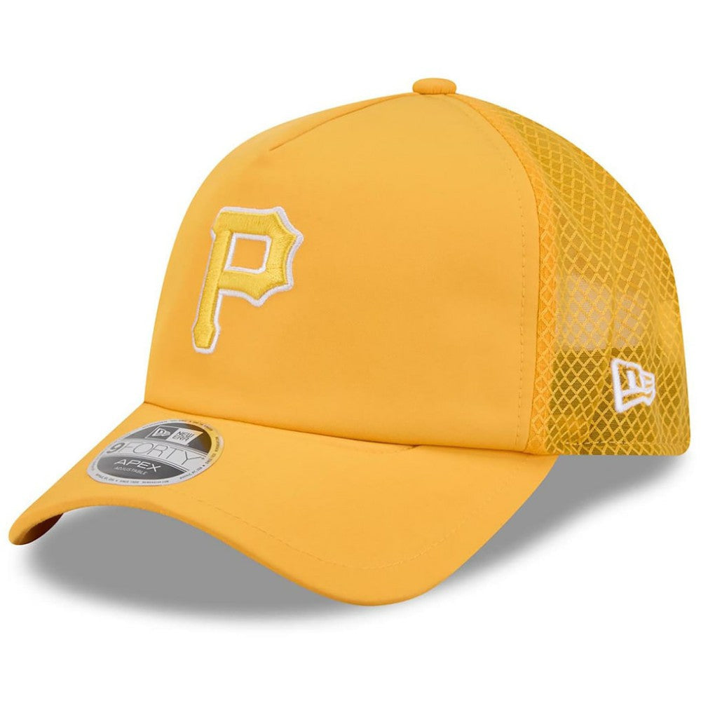 Pittsburgh Pirates New Era 2026 Batting Practice Apex 9FORTY Adjustable Trucker Hat - Gold Hats