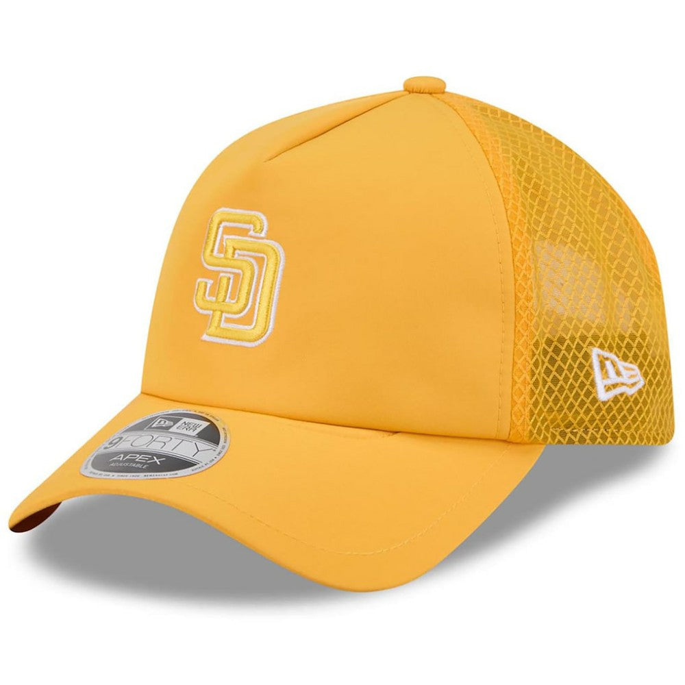 San Diego Padres New Era 2026 Batting Practice Apex 9FORTY Adjustable Trucker Hat - Gold Hats