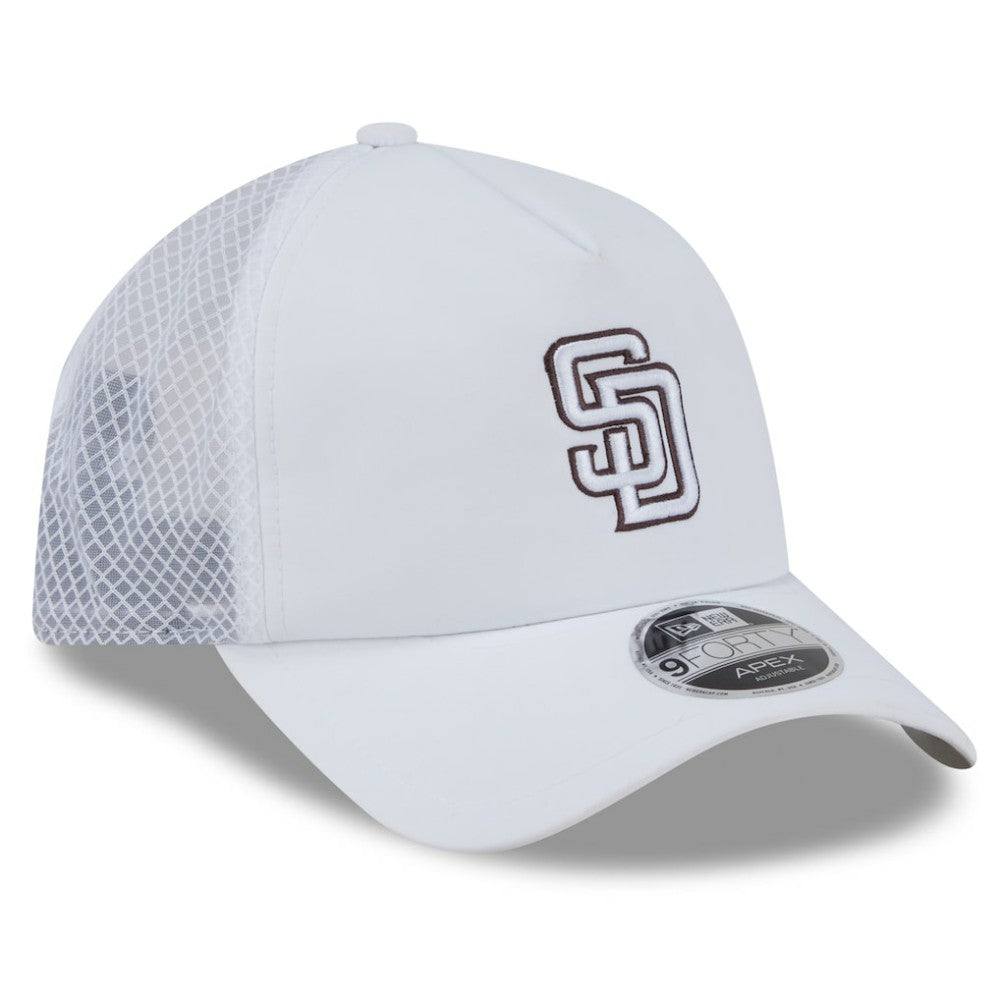 San Diego Padres New Era 2026 Batting Practice Apex 9FORTY Adjustable Trucker Hat - White Hats